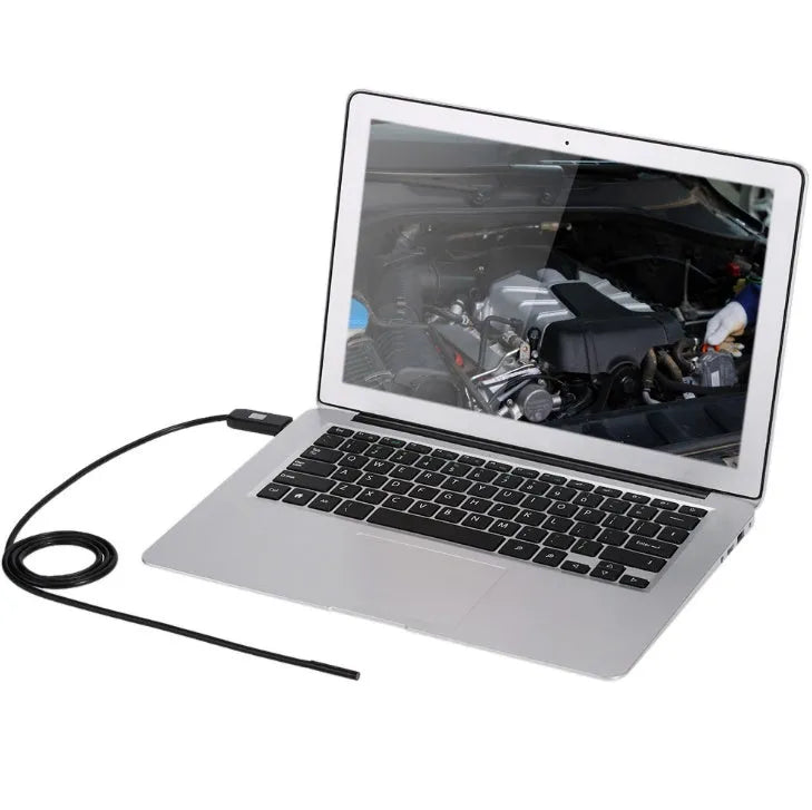 OWSOO USB endoscope camera with 7mm lens, 5m waterproof cable, and retrieval attachments for phone and computer inspection