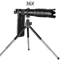 Black 36x telephoto mobile phone telescope with universal clip for smartphone attachment