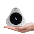 Smart home security camera 3D panoramic flying saucer design 360-degree pan tilt black plastic indoor