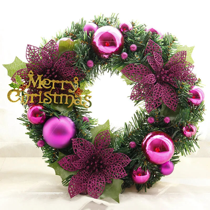 30cm multicolour plastic Christmas wreath decoration for door and garden