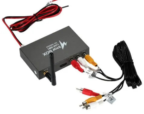 Black Car Mirror Link Box with cables and antenna for smartphone to car display mirroring
