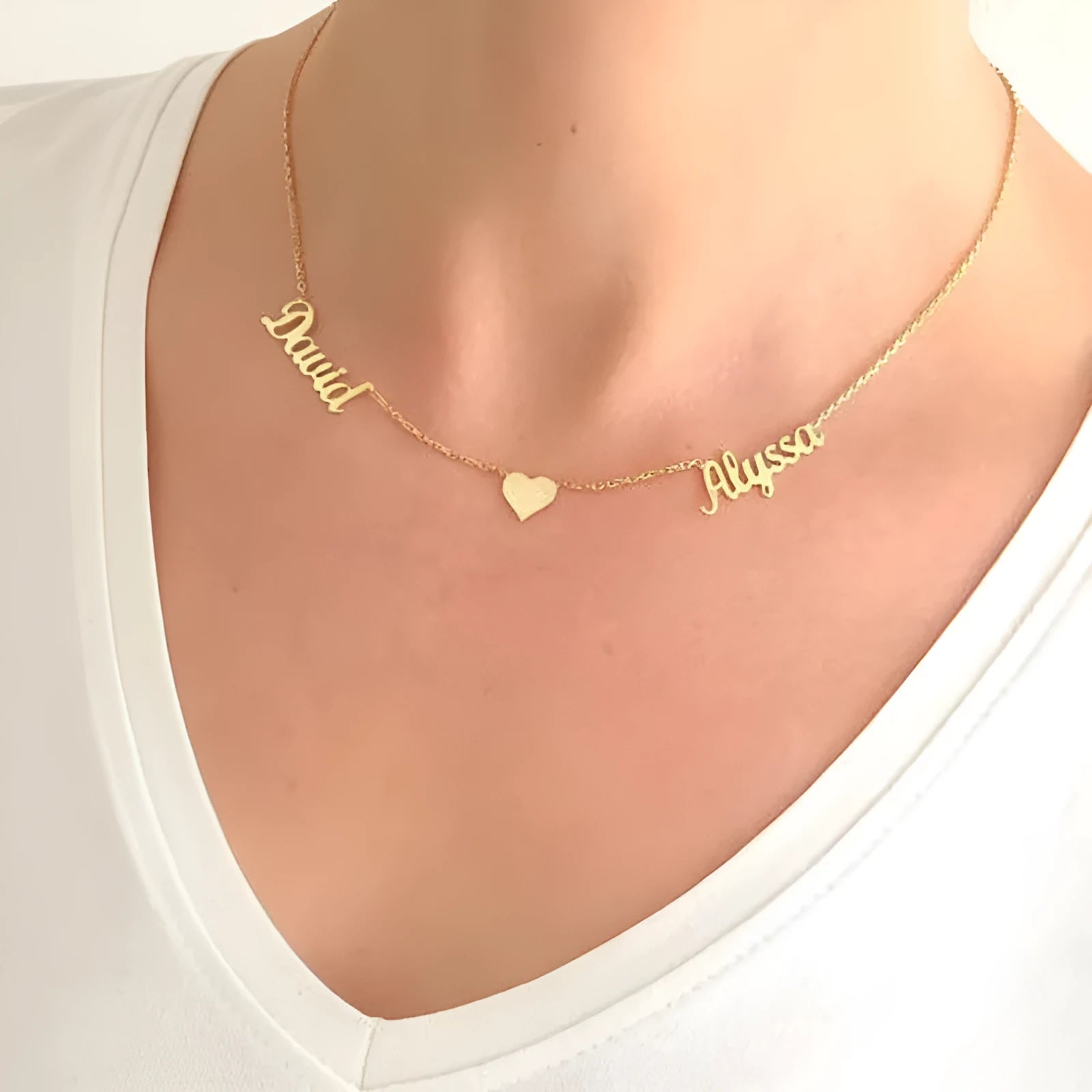 Custom love necklace for women stainless steel pendant personalised with letters or text snake chain