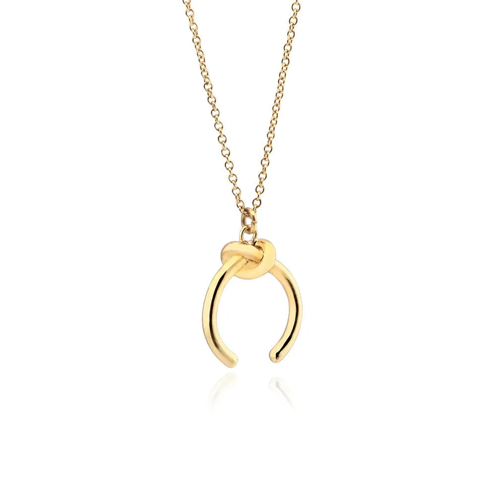 Vintage geometric copper pendant necklace on adjustable cross chain in gold or silver colour