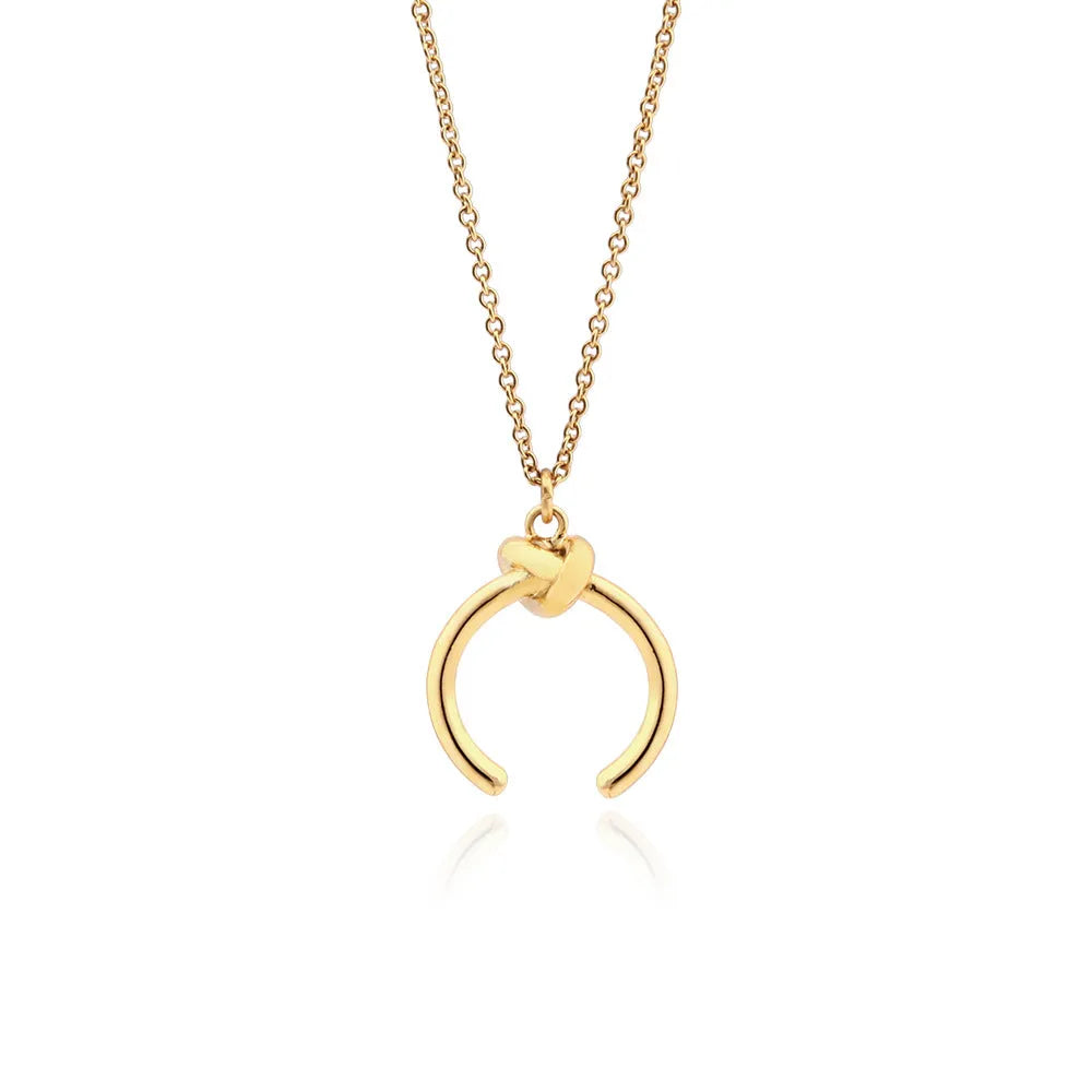 Vintage geometric copper pendant necklace on adjustable cross chain in gold or silver colour