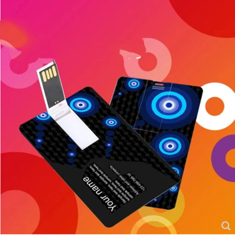 Custom logo printed plastic business card USB 2.0 flash drive in black