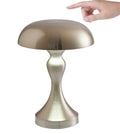 Bronze metallic touch-control LED desk lamp showing three light colour settings on a desk