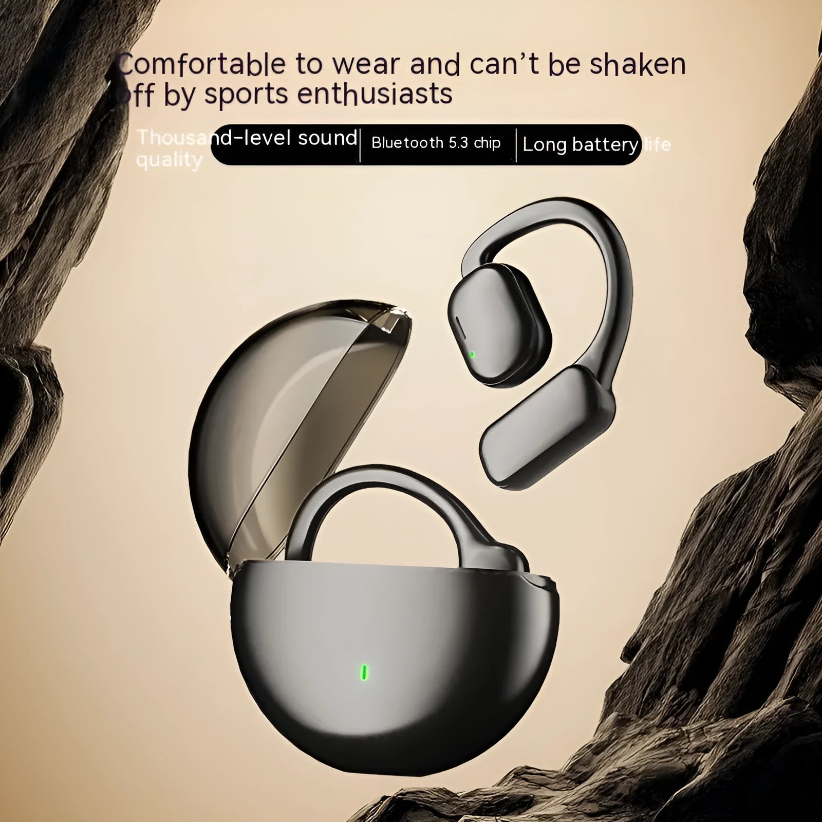 Wireless Bluetooth headset with noise reduction and breathing light in black or milky white