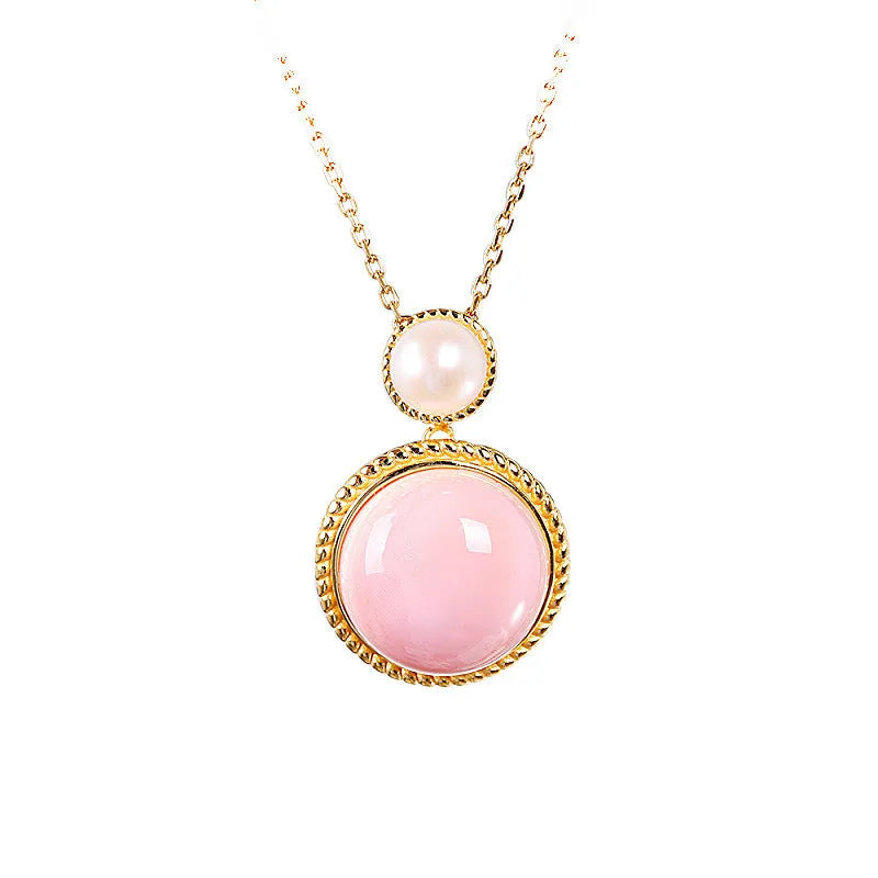 Geometric pink shell stud earrings for women with 925 silver base and gold plating