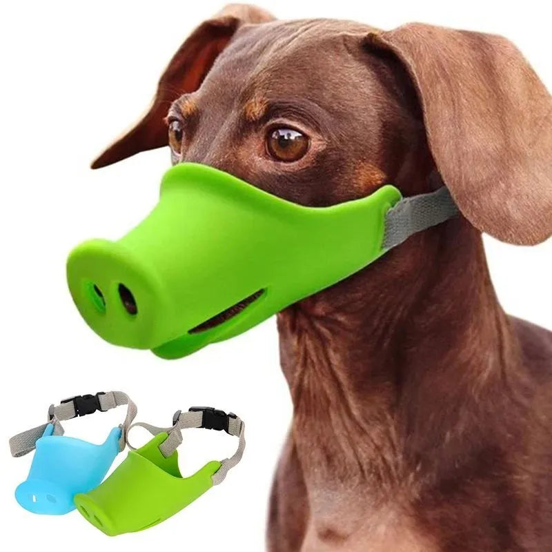 Silicone dog anti-bite mouth cover for long-mouthed pets in blue and green colours