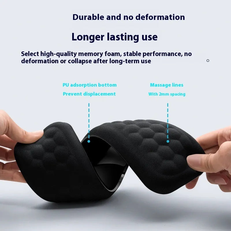 Memory foam mouse wrist pad with silicone base in black cloth cover style
