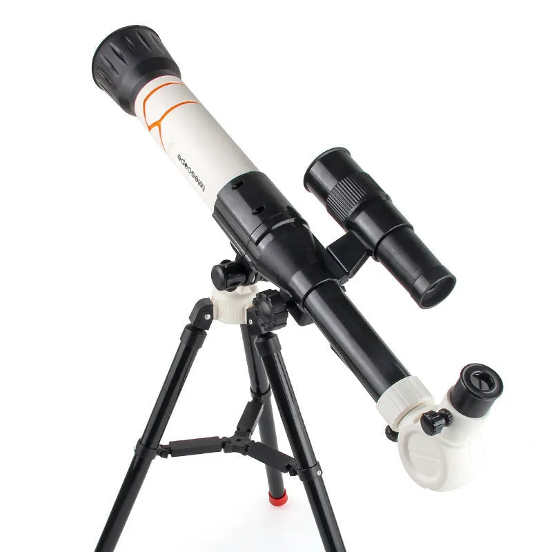 White and yellow plastic astronomical telescope with tripod for kids beginner astronomy