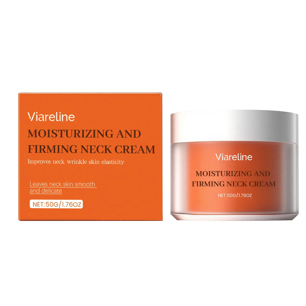Neck moisturising cream in compact 6.3cm case with 50g content for daily contour care