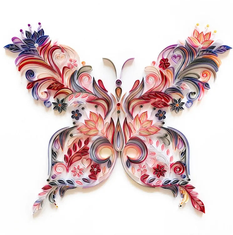 20 inch handmade butterfly quilling illustration material pack with craft paper and tool kit in blue