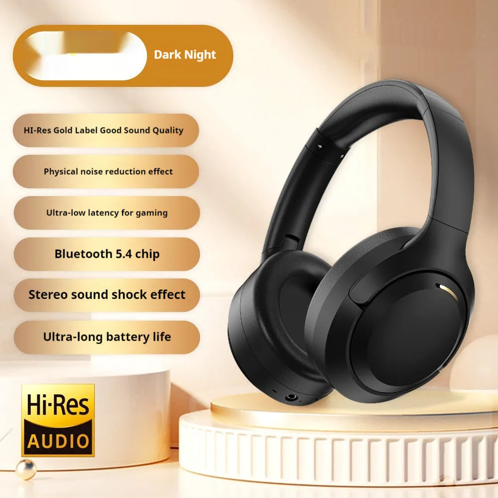 Wireless Bluetooth headset in light brown colour over-ear design for cellphone and computer use