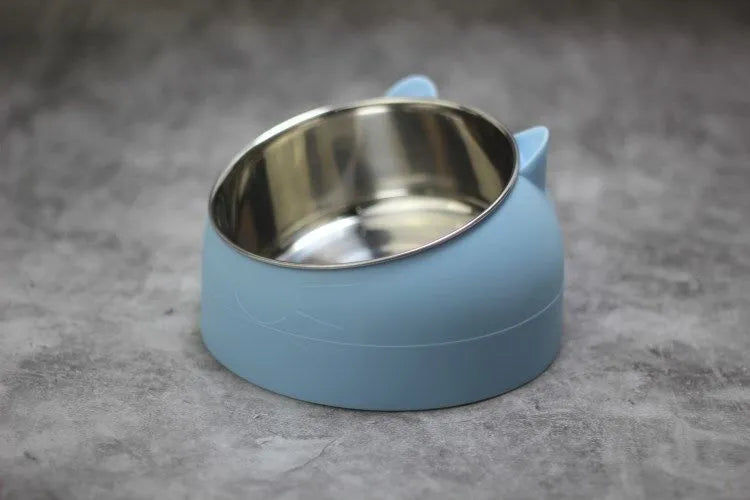 Raised cat food bowl with 304 stainless steel inner bowl, food-grade PC body, 200ml capacity, colour options