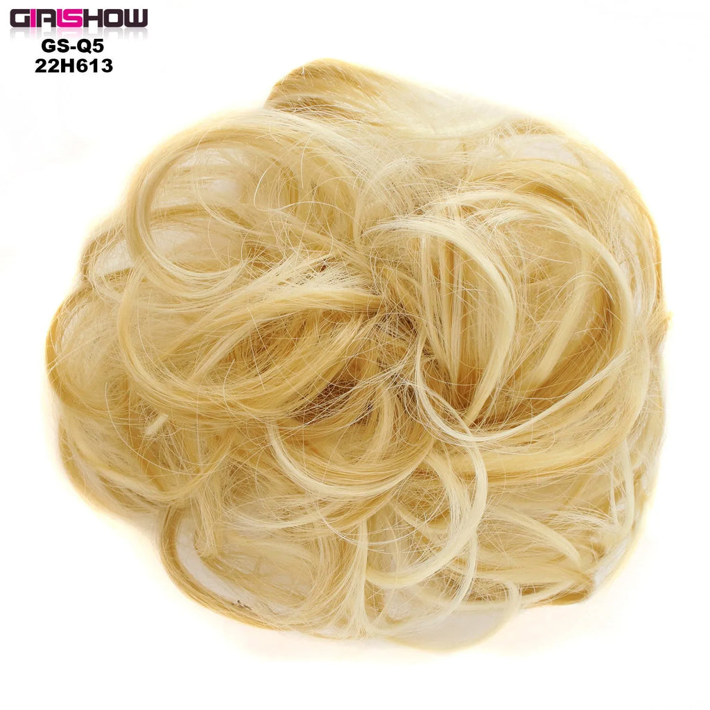 Adjustable hair ring in a natural black shade for creating hair buns and ponytails