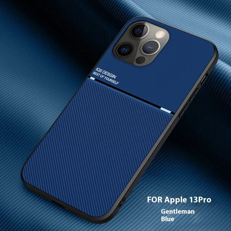 Promax textured magnetic silicone phone case for Apple iPhone 14 Pro Max in black leather-style finish
