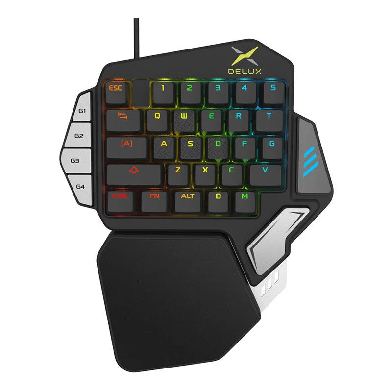 T9X Jedi Gun God one-handed mechanical keyboard in black with wired USB cable