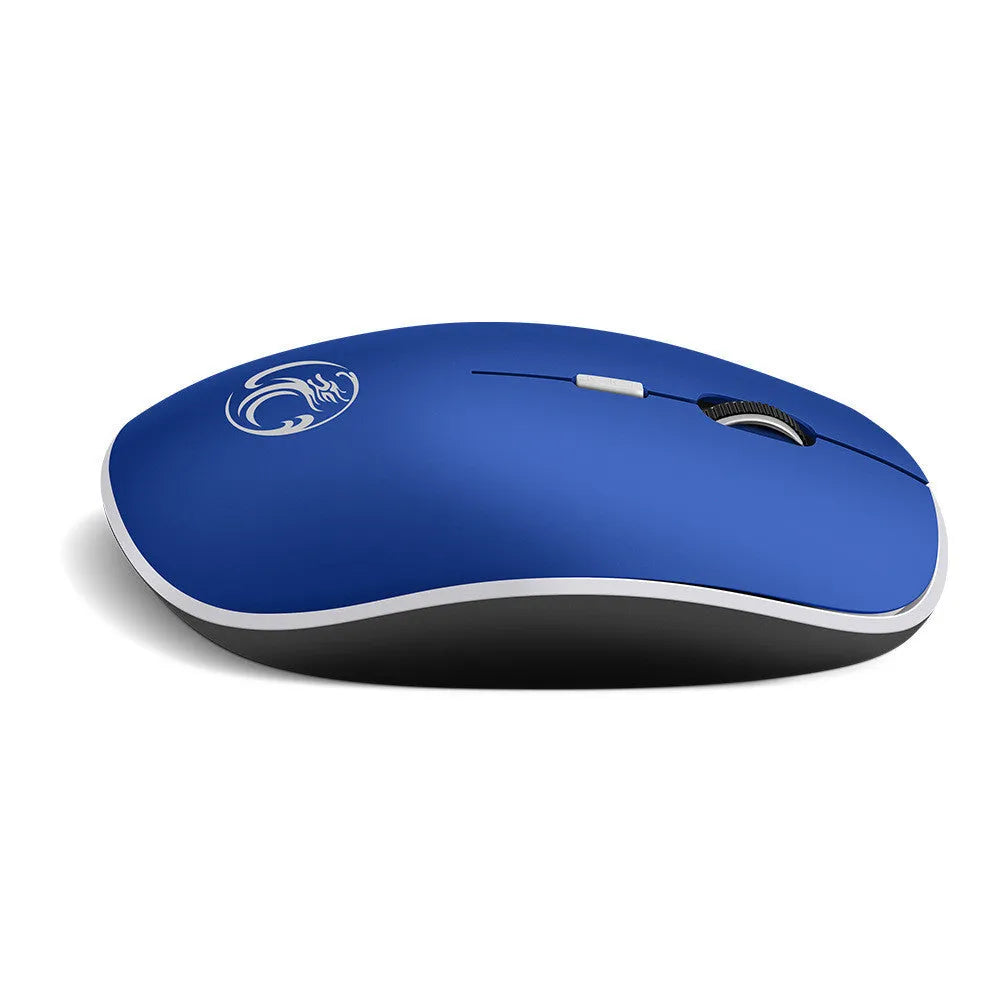 Mute wireless business office mouse in black, ultra-thin mini design with USB receiver