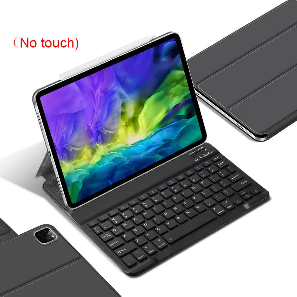 Magnetic flip cover with touch Bluetooth keyboard for iPad Pro 11 inch 2020 model, black imitation leather exterior