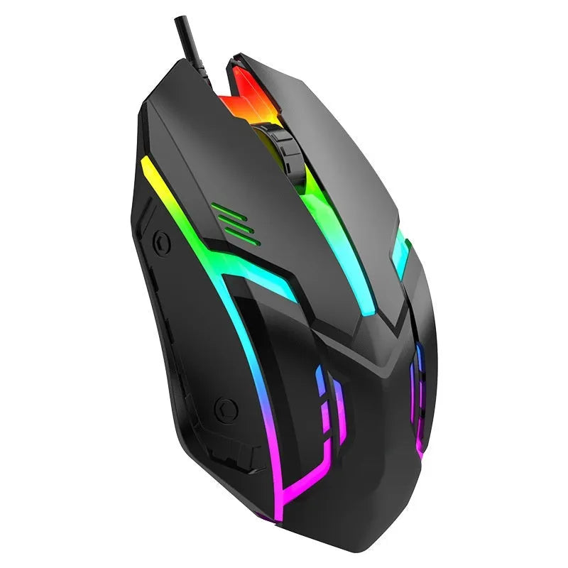 E-sports weighted wired mouse in black with USB cable, large size, photoelectric sensor