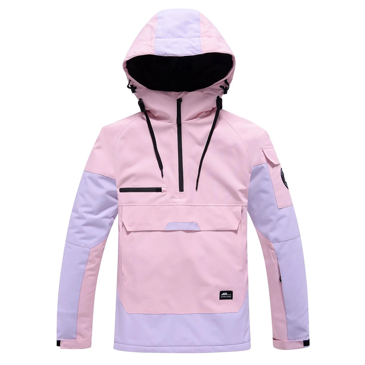 Contrast colour windproof waterproof couple ski hoodie in blue, polyester fibre, 15000mm rating, sizes S-XXL