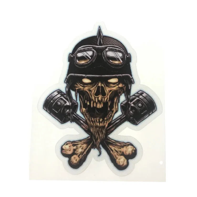 13cm reflective skull car sticker in Skull-5 style, self-adhesive, four pieces shown