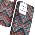 Kevlar pattern magnetic suction phone case for iPhone in Santorini Blue showing skin-like texture and protective shell design