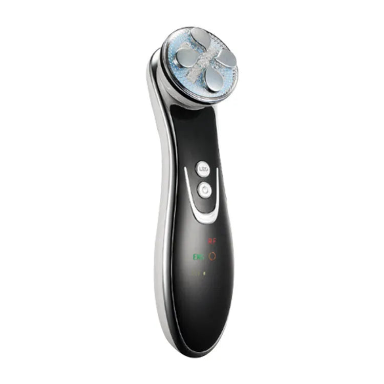 Gold Thermage colour light IPL beauty instrument with ABS body and medical stainless steel head on white background