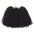 Crochet hair extension wig in black, 8 inches long, 3 strips with 60 roots, braiding style