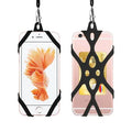 Silicone phone neckband strap 42cm shoulder strap harness in black on smartphone