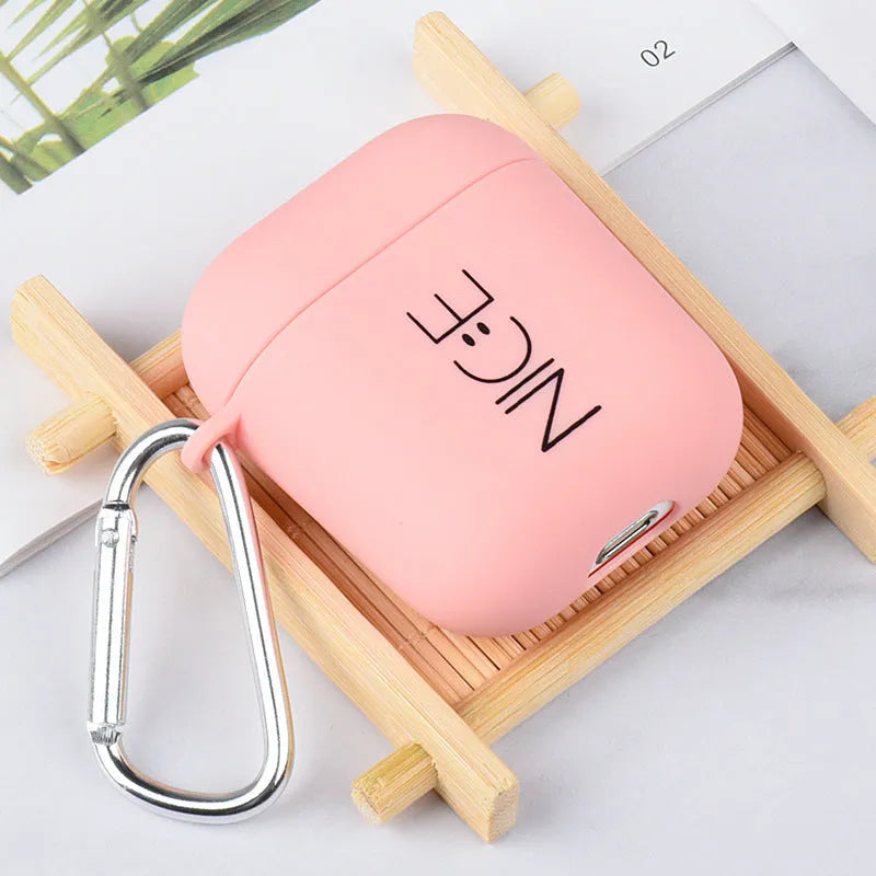 PC material wireless headset back cover compatible with Apple AirPods in black or pink with decorative patterns