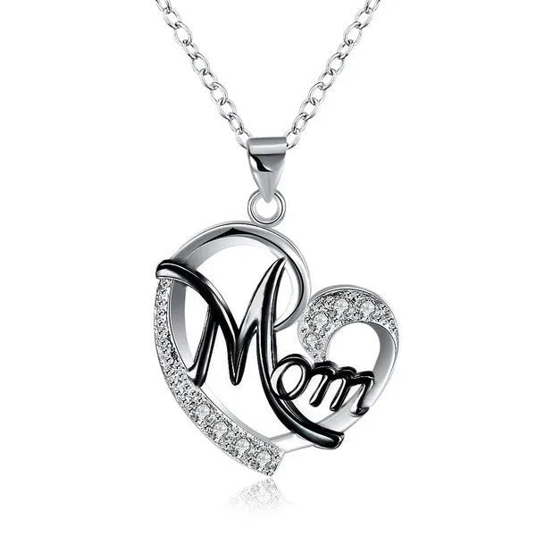 Heart-shaped diamond wish necklace with copper plated platinum finish, adjustable chain 21-50cm, colour variant all white