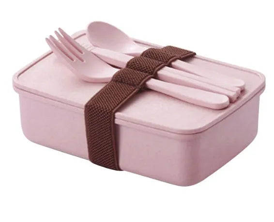 Bamboo fibre lunch box 600ml bento container in beige with lid
