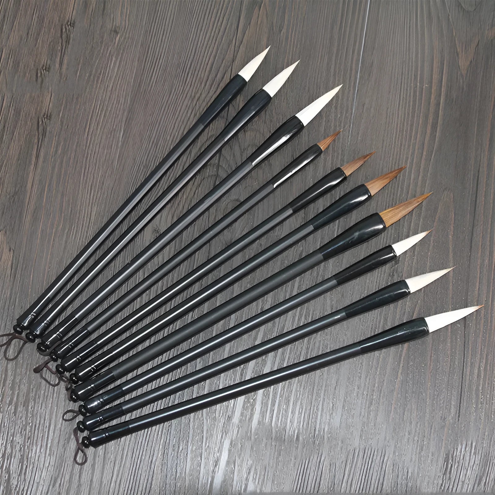 Student Chinese calligraphy brush with steel barrel and traditional wolf hair nib