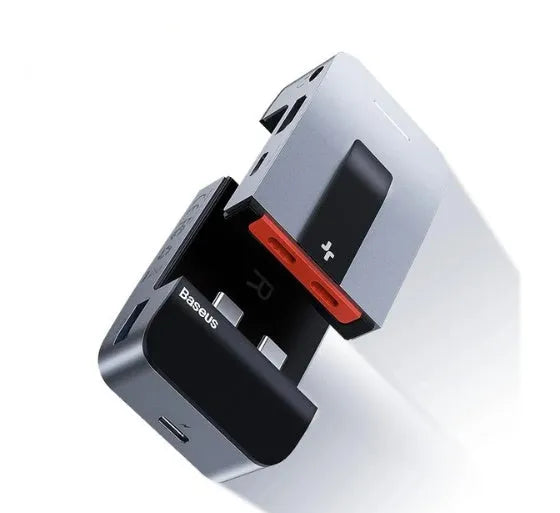 Mecha Era bracket type multifunctional HUB in space grey with aluminium alloy body and multiple ports including HDMI and USB3.0
