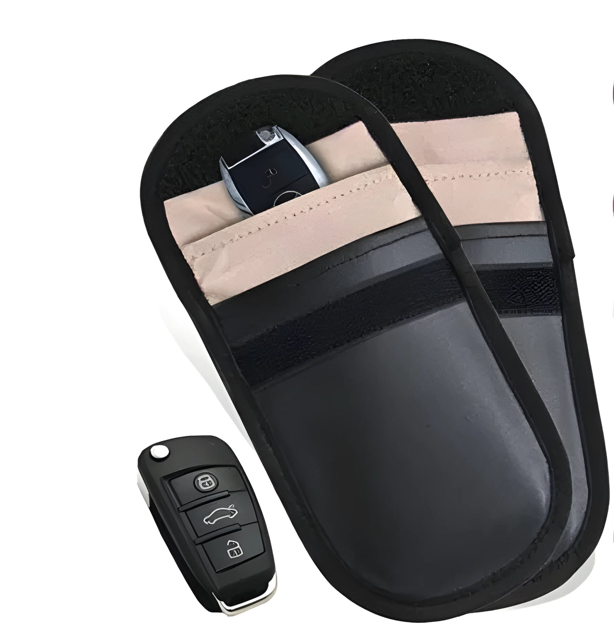 Black signal blocking pouch 20x10cm for key fob, credit card, and RFID protection