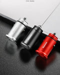 USB smart car charger fast charging 4.8A aluminium alloy black silver red 48x25mm