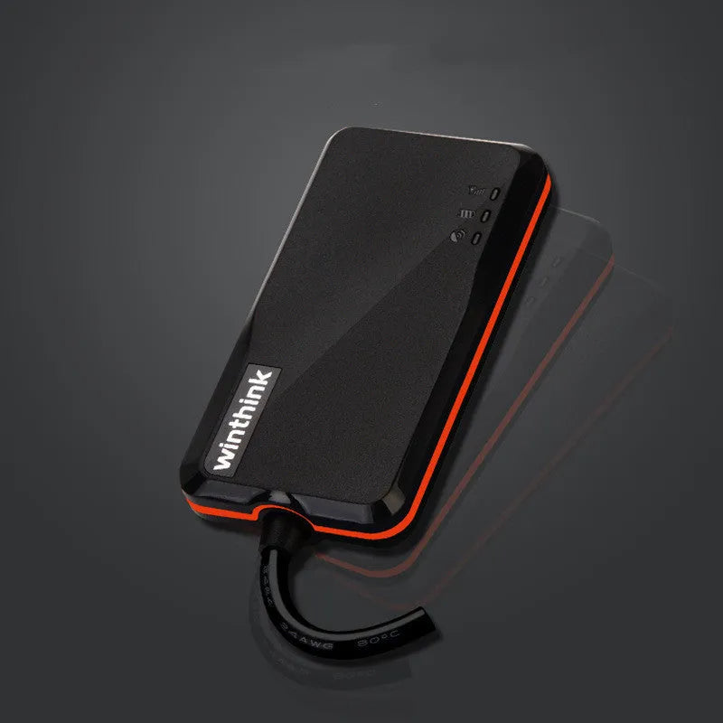 Black automotive GPS locator with ABS casing, 78x41x12mm, for electric vehicle tracking