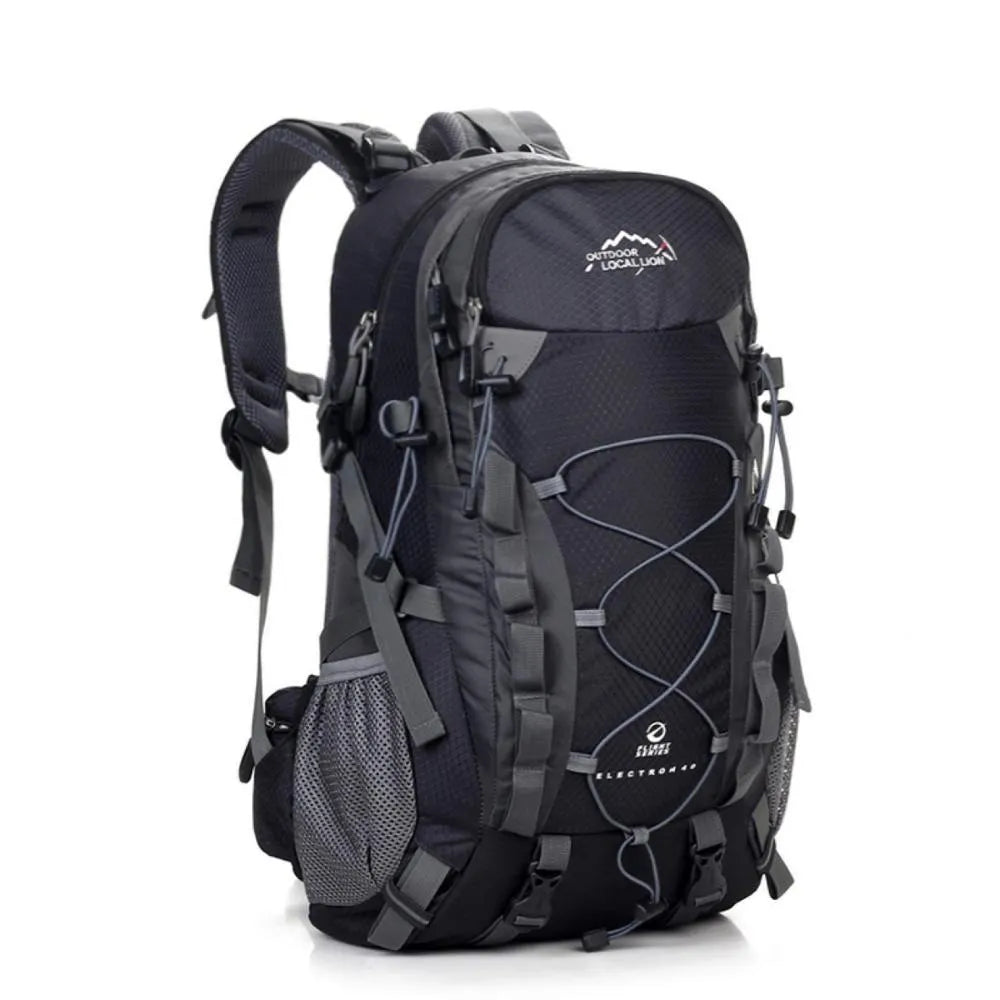 Green polyester leisure sports backpack with 35L capacity for outdoor activities