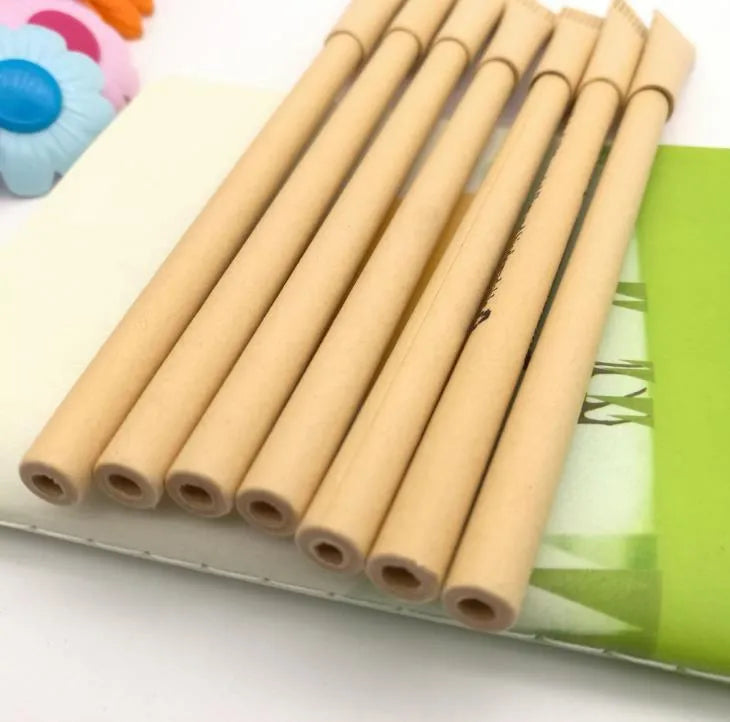 Eco-friendly kraft paper tube pen 15.5cm with bullet 1.0 head and blue or black oily ink