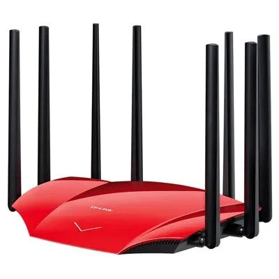 Dual band wireless router with 4 Ethernet slots and built-in firewall