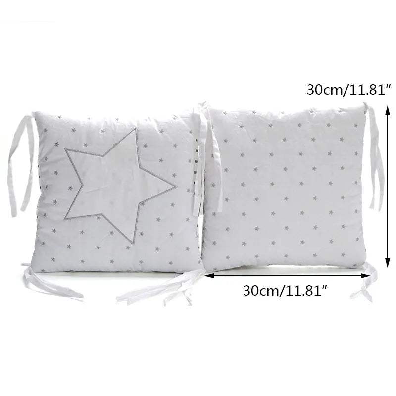 Baby cot bumper set 6 pieces 30x30cm pure cotton cartoon pattern computer embroidery