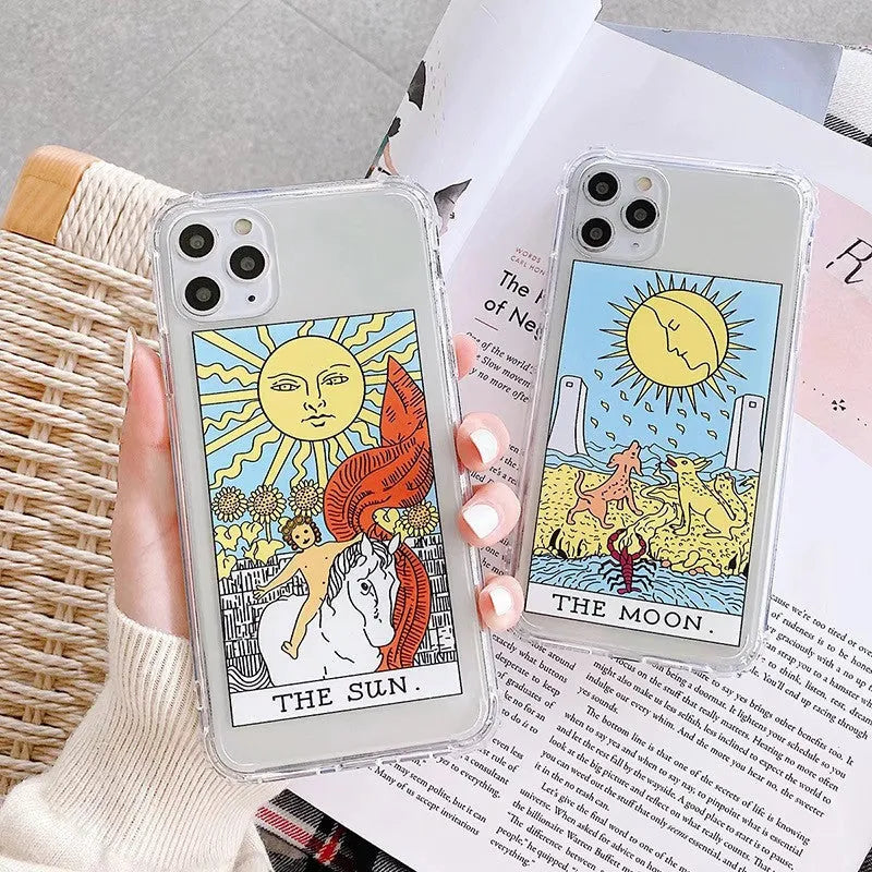 Creative Mythology Comic Phone Case in Sun or Moon colour with graffiti cartoon design