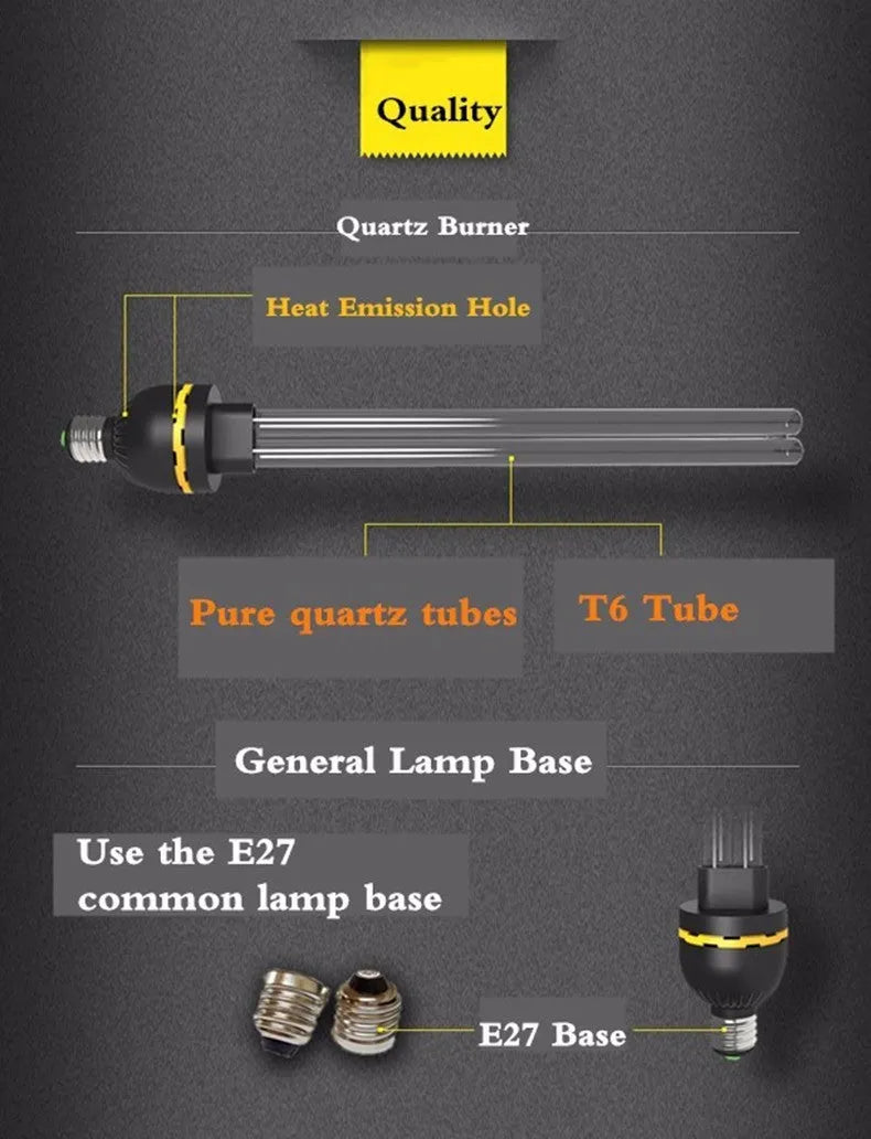 UV disinfection lamp with ozone, E27 base, 31-40W for home sterilisation