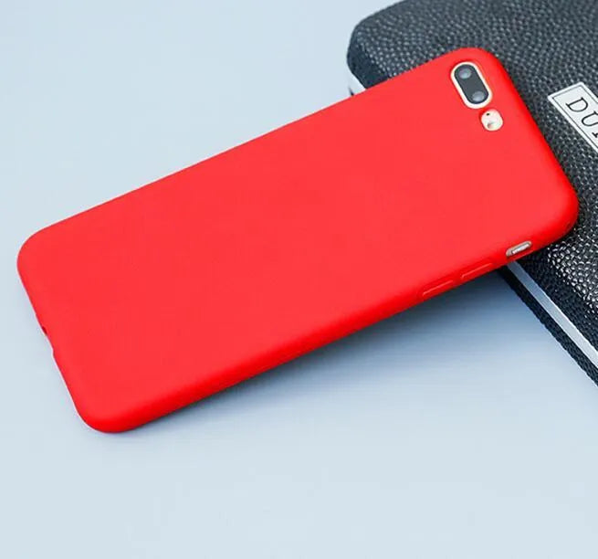 Frosted matte soft shell phone case for iPhone, shown in one of eight available colours.