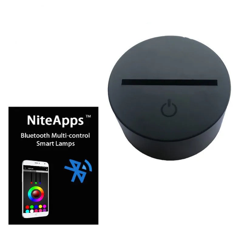 Drum kit shaped 3D LED night light with colourful illumination on a dark surface.