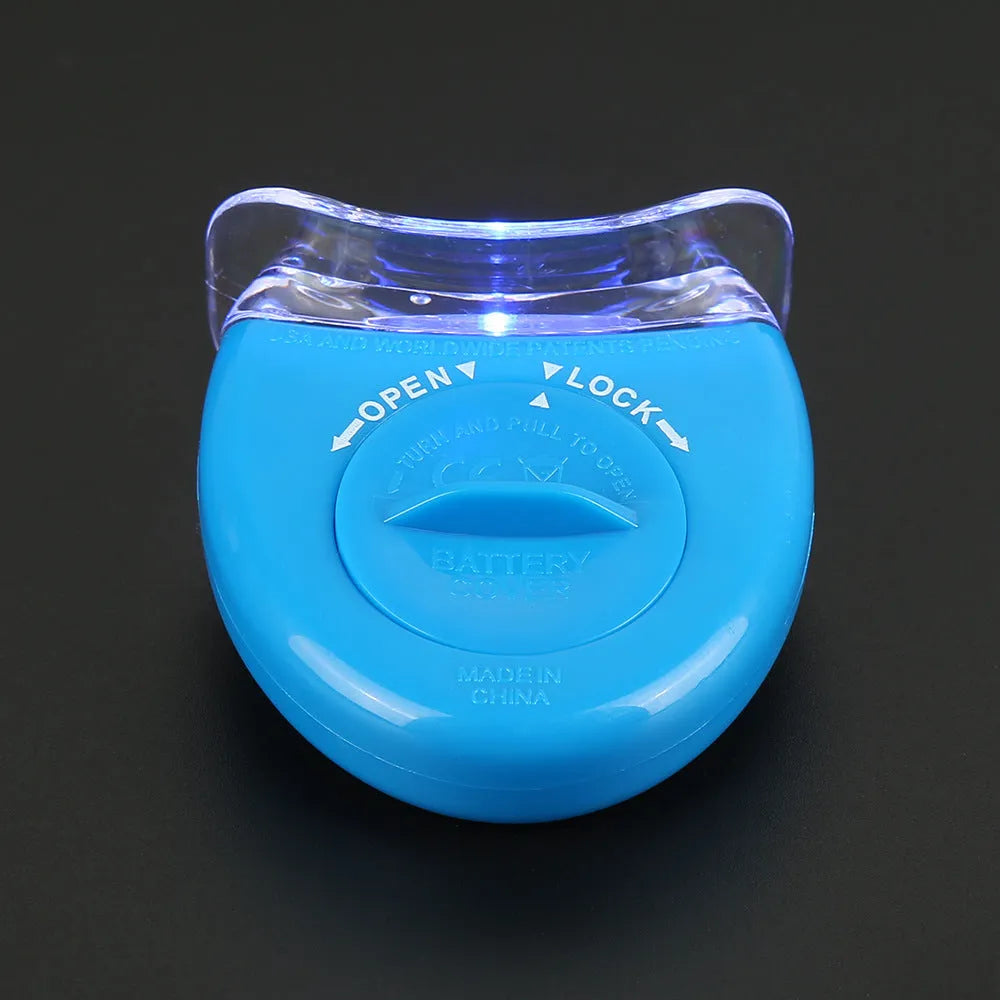 LED teeth whitening kit with wide edge lamp bead and buckle denture tray in white