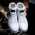 Men's Casual Sneakers High-Top Dr Martens Boots Style PU Leather Lace-Up Round Toe Flat Heel Rubber Sole Viscose Construction Available in Black Red White Sizes 39 to 44