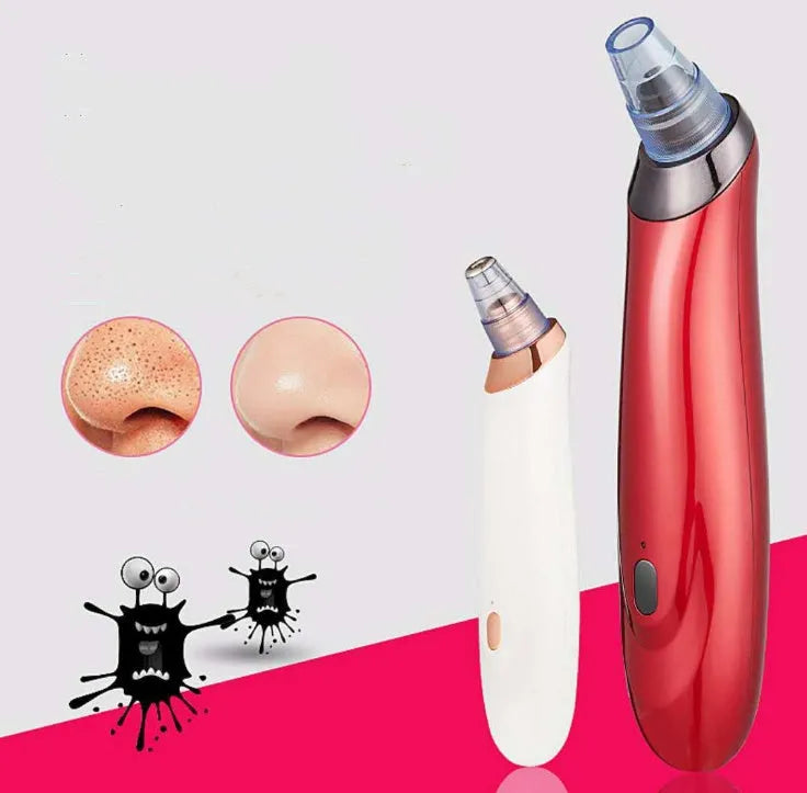 Electric blackhead remover pore cleaner with five nozzle attachments in handheld design
